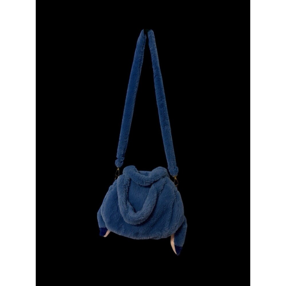 Disney Stitch Plush Crossbody Bag Fuzzy Blue Character Purse Zipper Closure - Picture 6 of 9